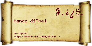 Hancz Ábel névjegykártya